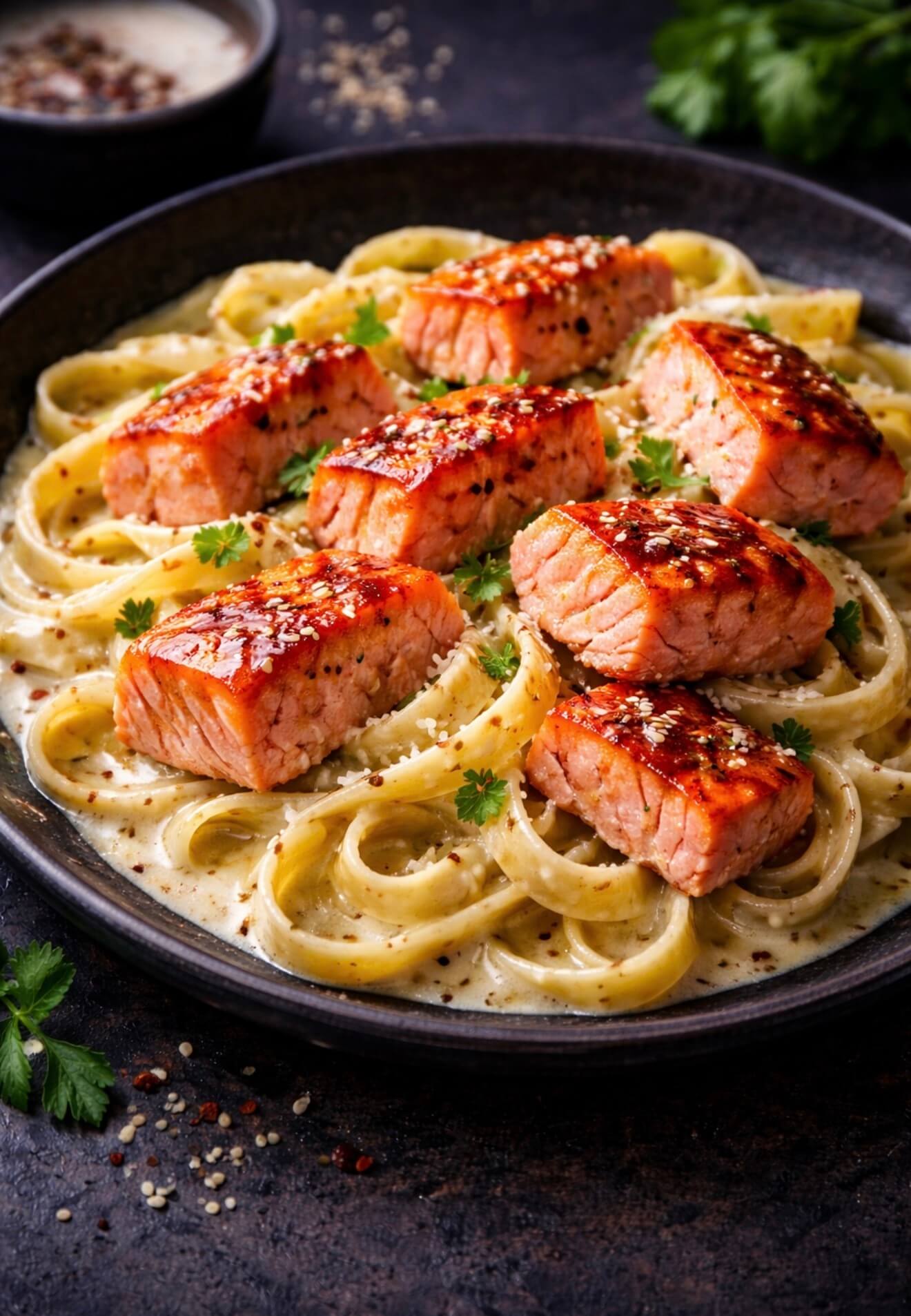 ФЕТУЧИНИ С ЛОСОСЕМ